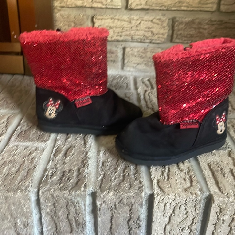 Disney Minnie Mouse toddler boots red glitter size 8